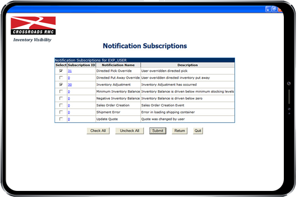 Inventory Notification Subscription