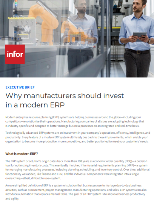 An executive brief Why Manufacturers should invest in a modern ERP
